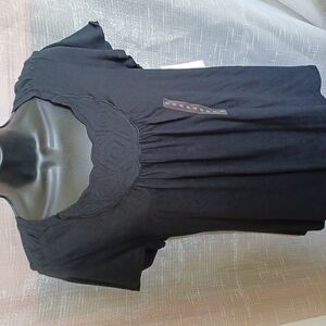 a.n.a cap sleeve top, quilted collar detail